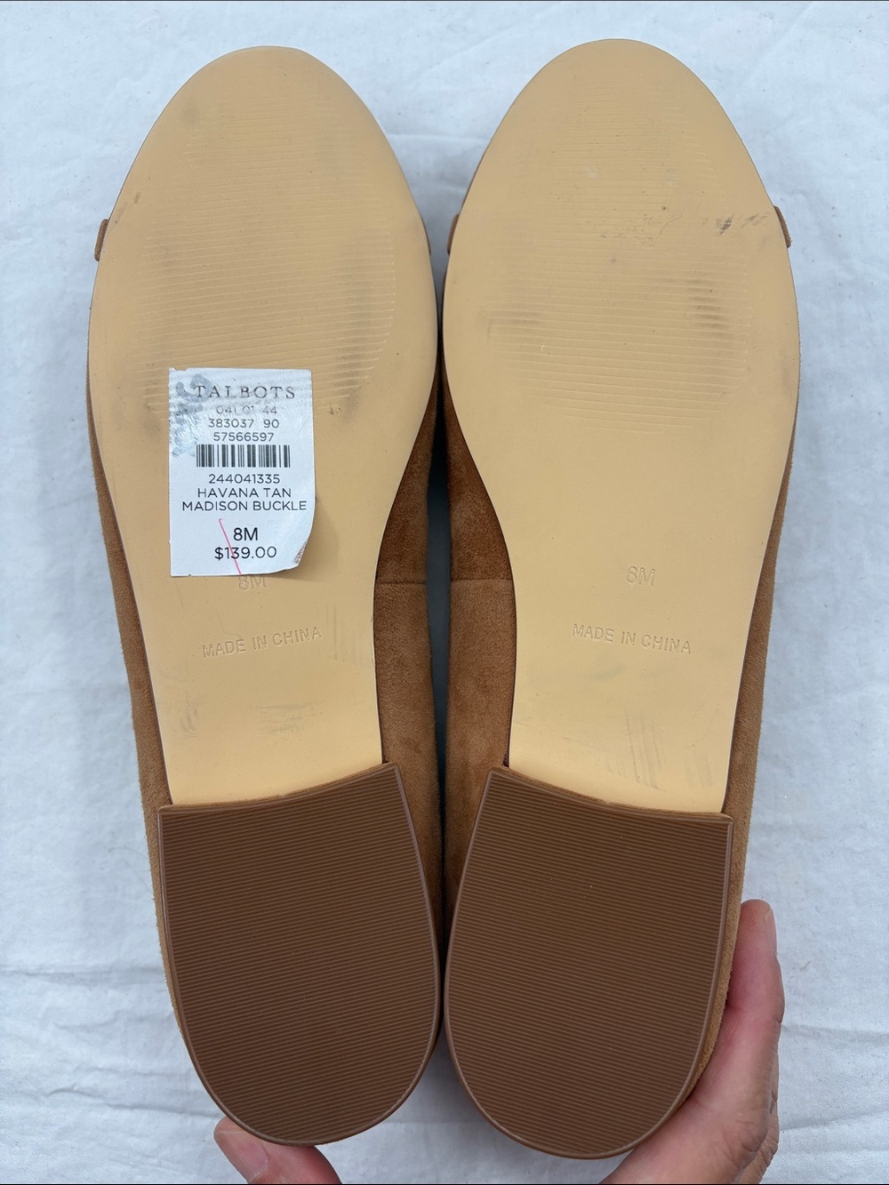 Talbots Havana Tan Madison Buckle Suede Ballet Flats. 8M. NWT. $139! - Picture 12 of 13